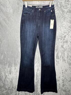 Idyllwind Outlaw Flare Jeans Womens 8 34L Dark Wash Blue High Rise Stretch NEW